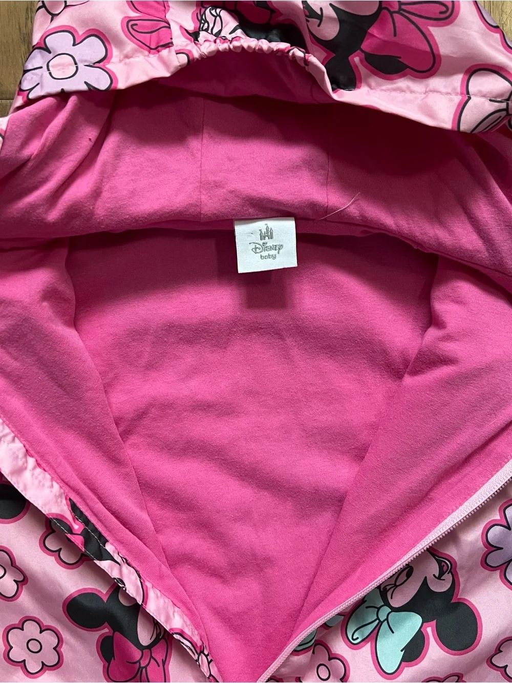 Disney Pink Minnie Mouse Hooded Puddlesuit Sz 18m